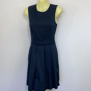 Theory Dress Midnight Blue Fit&Flare Pleats NWOT Sz 2